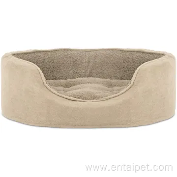 Pet Oval Terry Suede Fleece Bed with Mattress